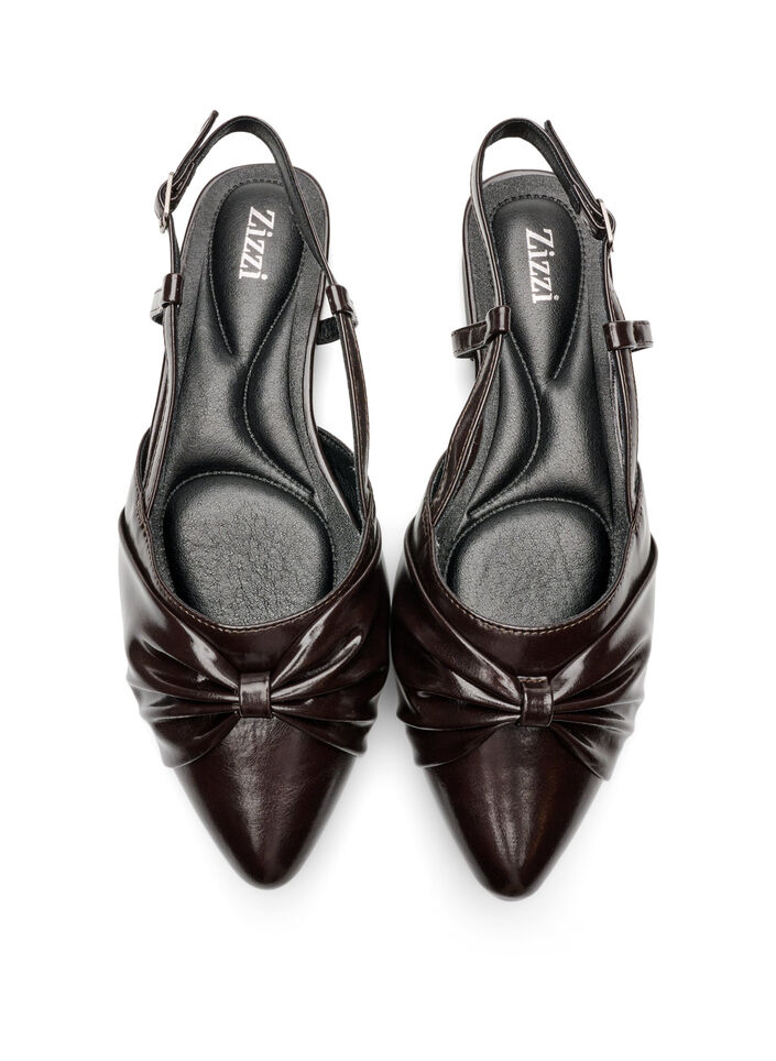 Slingback med rosett och lack-look, Brun, Packshot image number 2