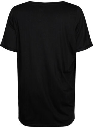Enfärgad oversize t-shirt med v-hals, Black, Packshot image number 1