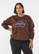 Sweatshirt med broderad text, Brun, Model image number 0