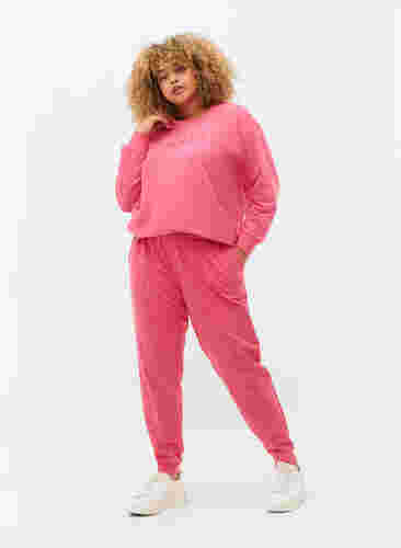 Sweatpants med tryck och fickor, Hot Pink AOP, Model image number 0