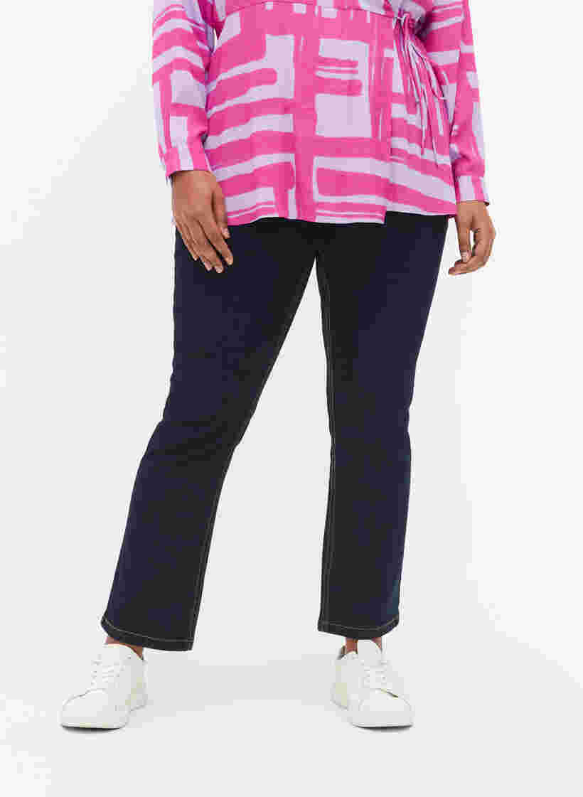 Slim fit Vilma jeans med hög midja, Dk blue rinse, Model image number 4