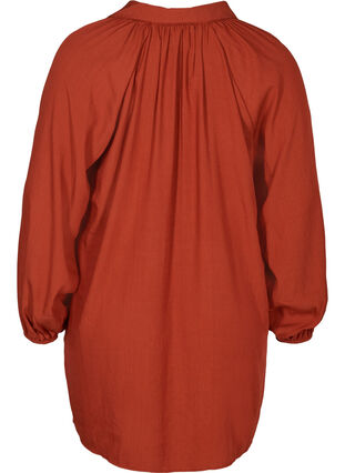 Långärmad tunika med v-ringning, Burnt Henna, Packshot image number 1