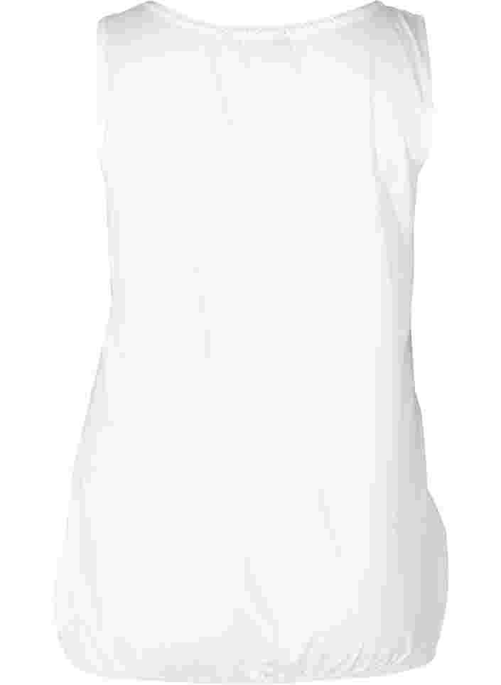 Bomullstopp med rund halsringning och spetskant, White, Packshot image number 1