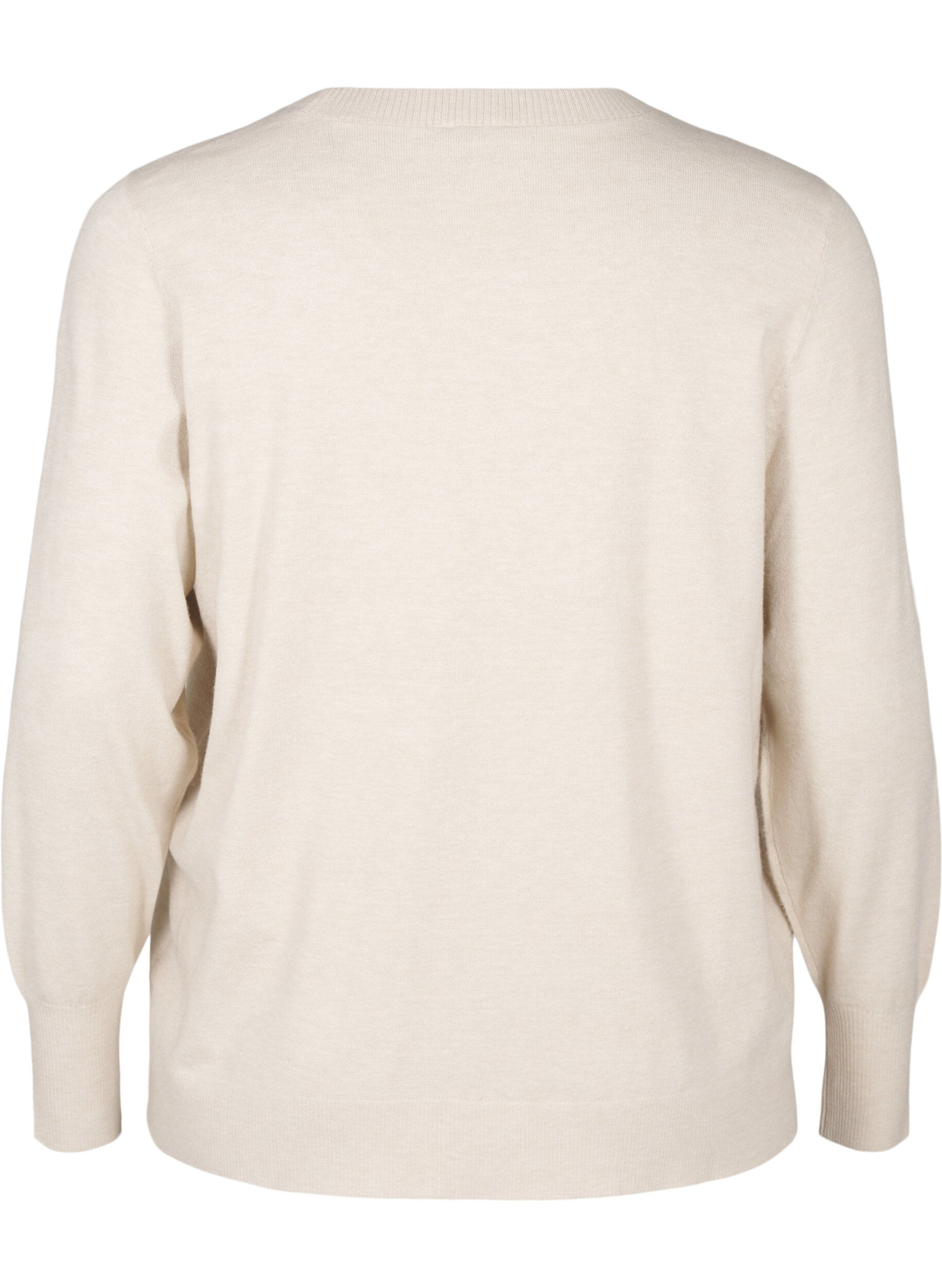 Zizzi FLASH - Stickad blus med rund hals, Beige, Packshot image number 1