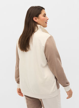 Blockfärgad sweatshirt, Timber Wolf/Birch, Model image number 1