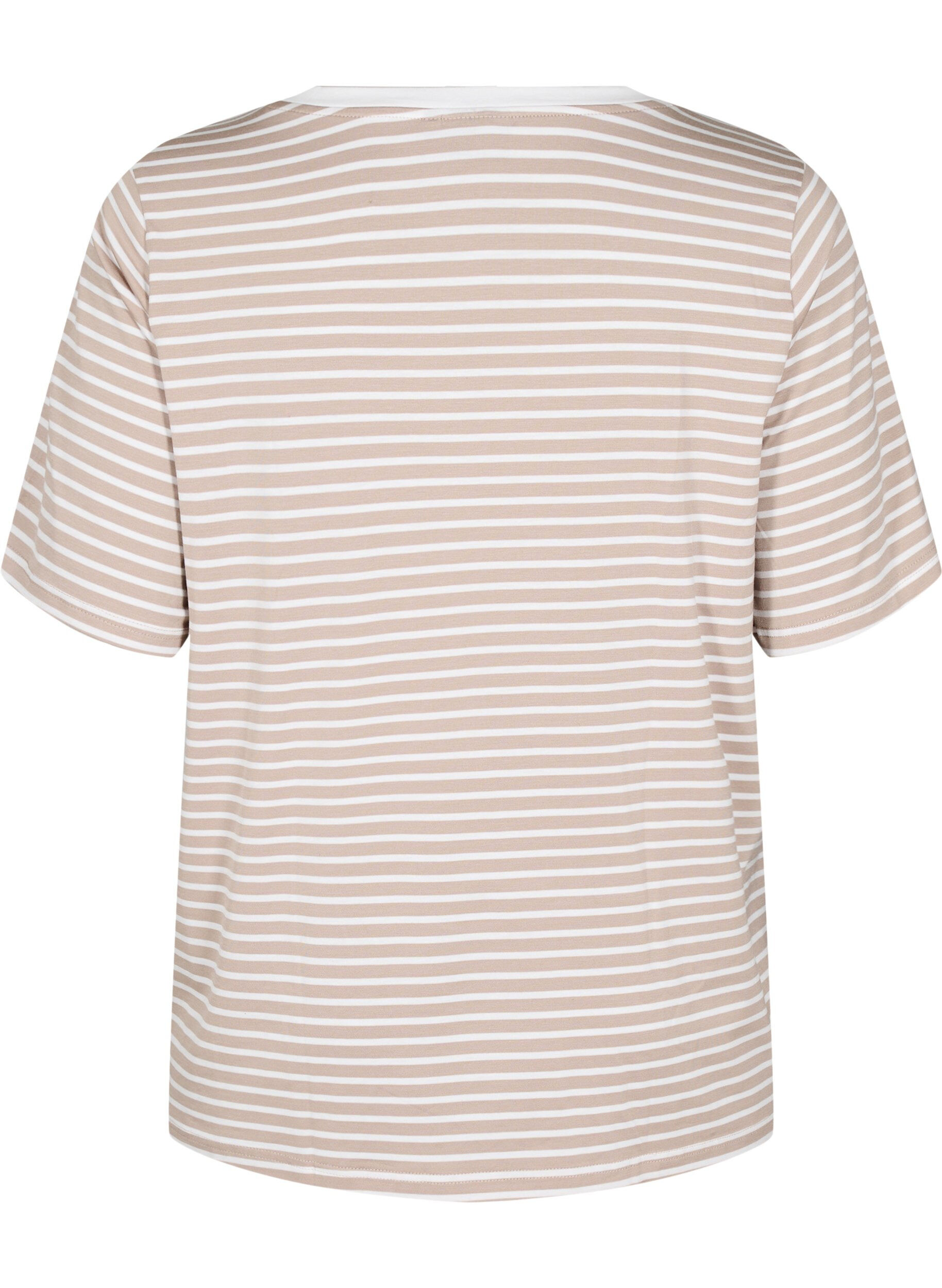 Zizzi T-shirt i TENCEL&trade; Lyocell med r&auml;nder, Beige, Packshot image number 1