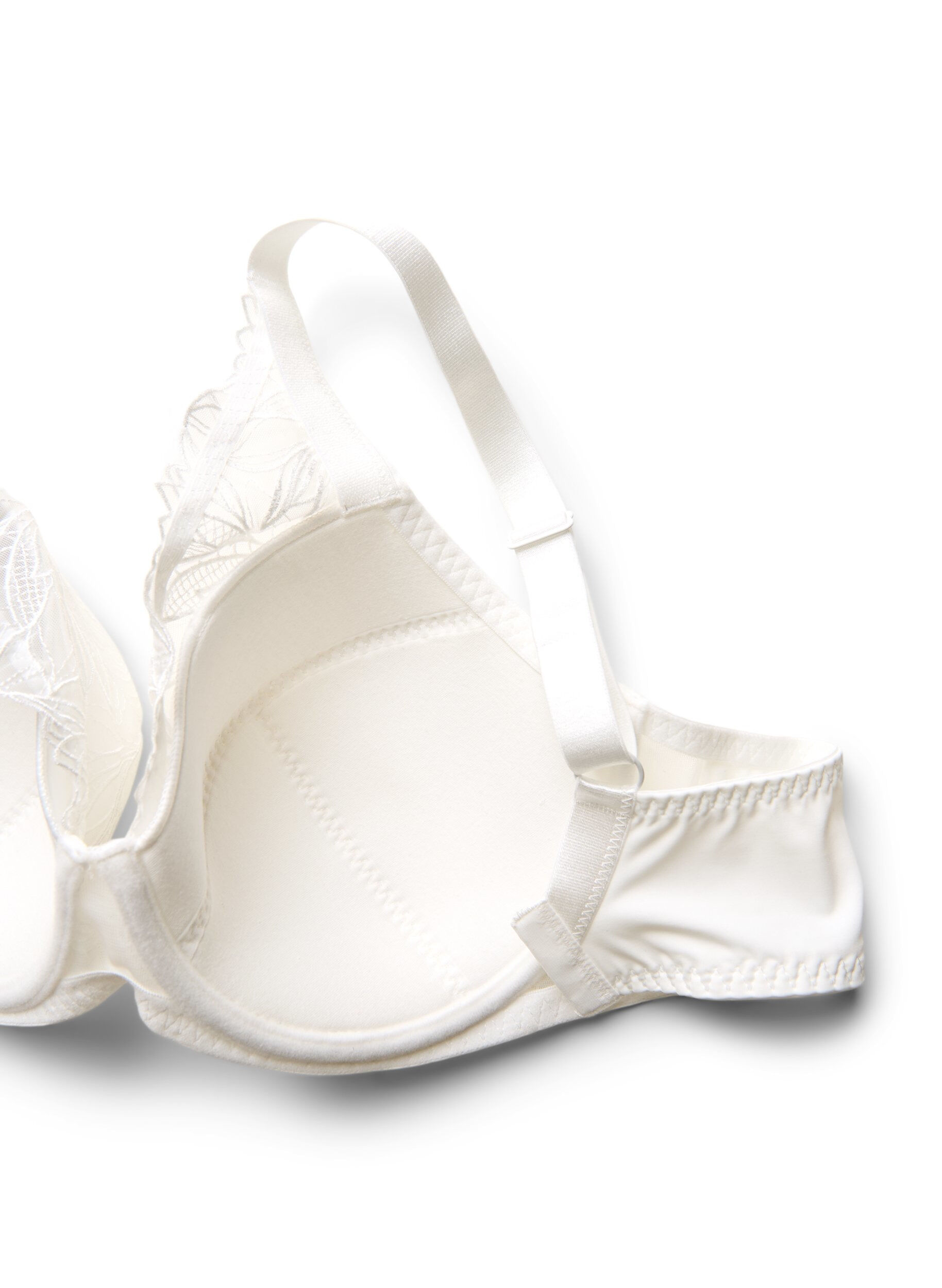 ZizziVadderad spets-BH med bygel, Vit, Packshot image number 3