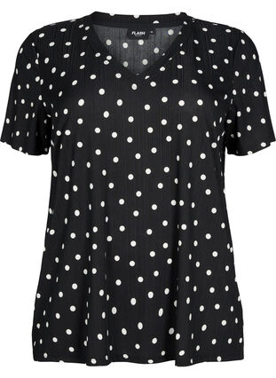 FLASH - V-ringad t-shirt med tryck, Black Dot, Packshot image number 0