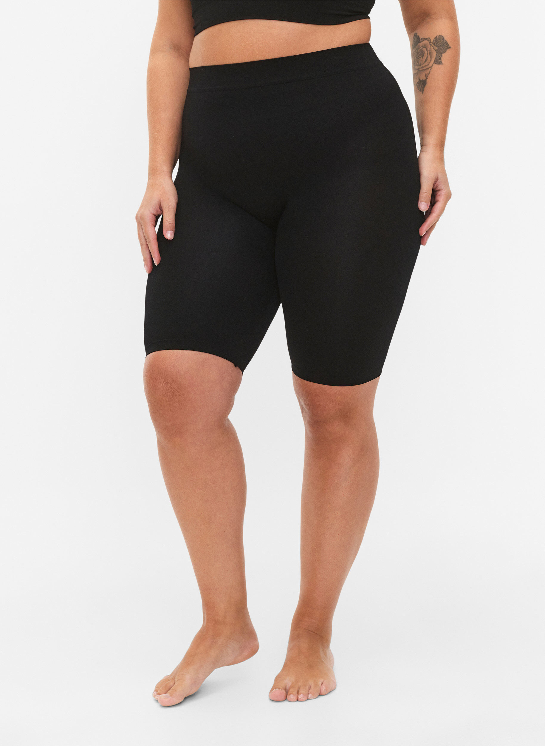 Zizzi 2-pack s&ouml;ml&ouml;sa basic shorts, Black, Model image number 0