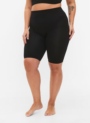 2-pack sömlösa basic shorts, Black, Model image number 0