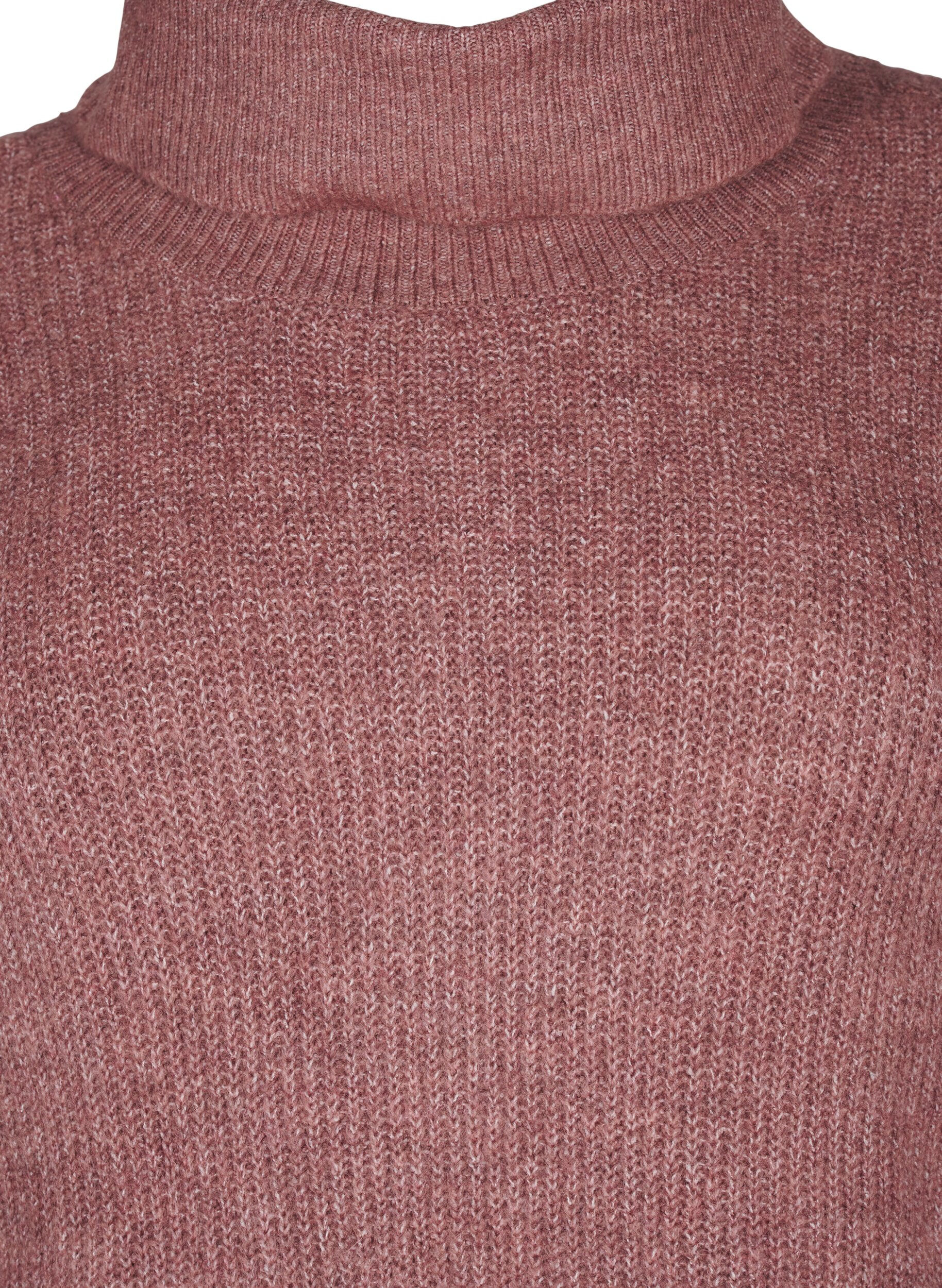 Zizzi FLASH - Stickad kl&auml;nning med polokrage, Rosa, Packshot image number 2