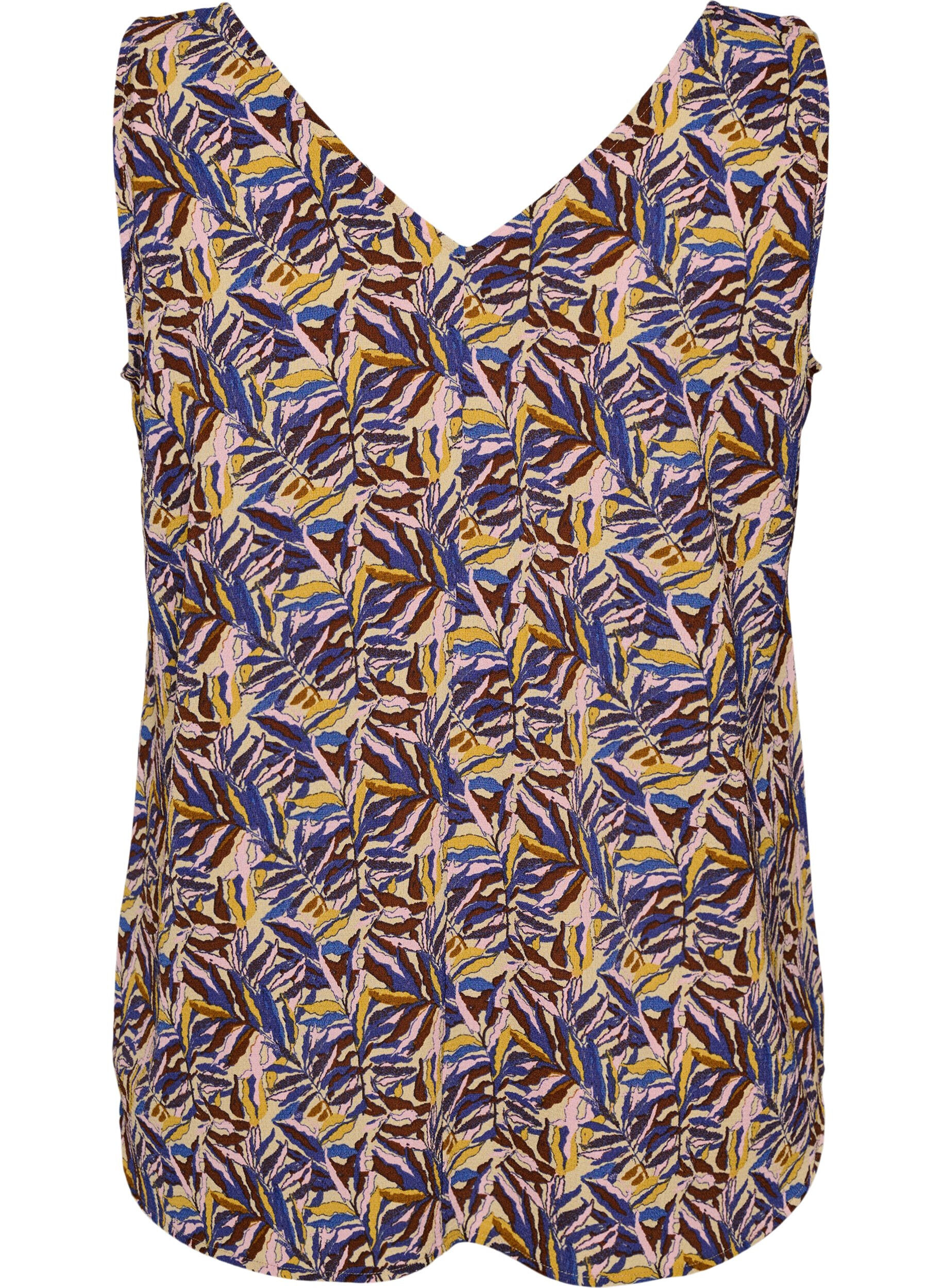 ZizziM&ouml;nstrad topp med v-ringning, Bl&aring;, Packshot image number 1