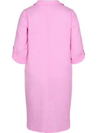 Randig klänning i bomull och linne, Begonia Pink, Packshot image number 1