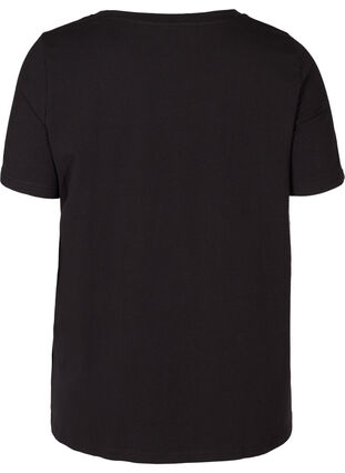 Kortärmad bomulls t-shirt med tryck, Black SIMPLY, Packshot image number 1