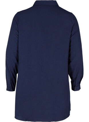 Långärmad tunika med spetsdetaljer, Navy Blazer, Packshot image number 1