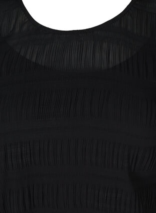 Strukturerad tunika med puffärmar, Black, Packshot image number 2