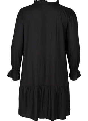 Viskosklänninge med knytdetalj, Black, Packshot image number 1
