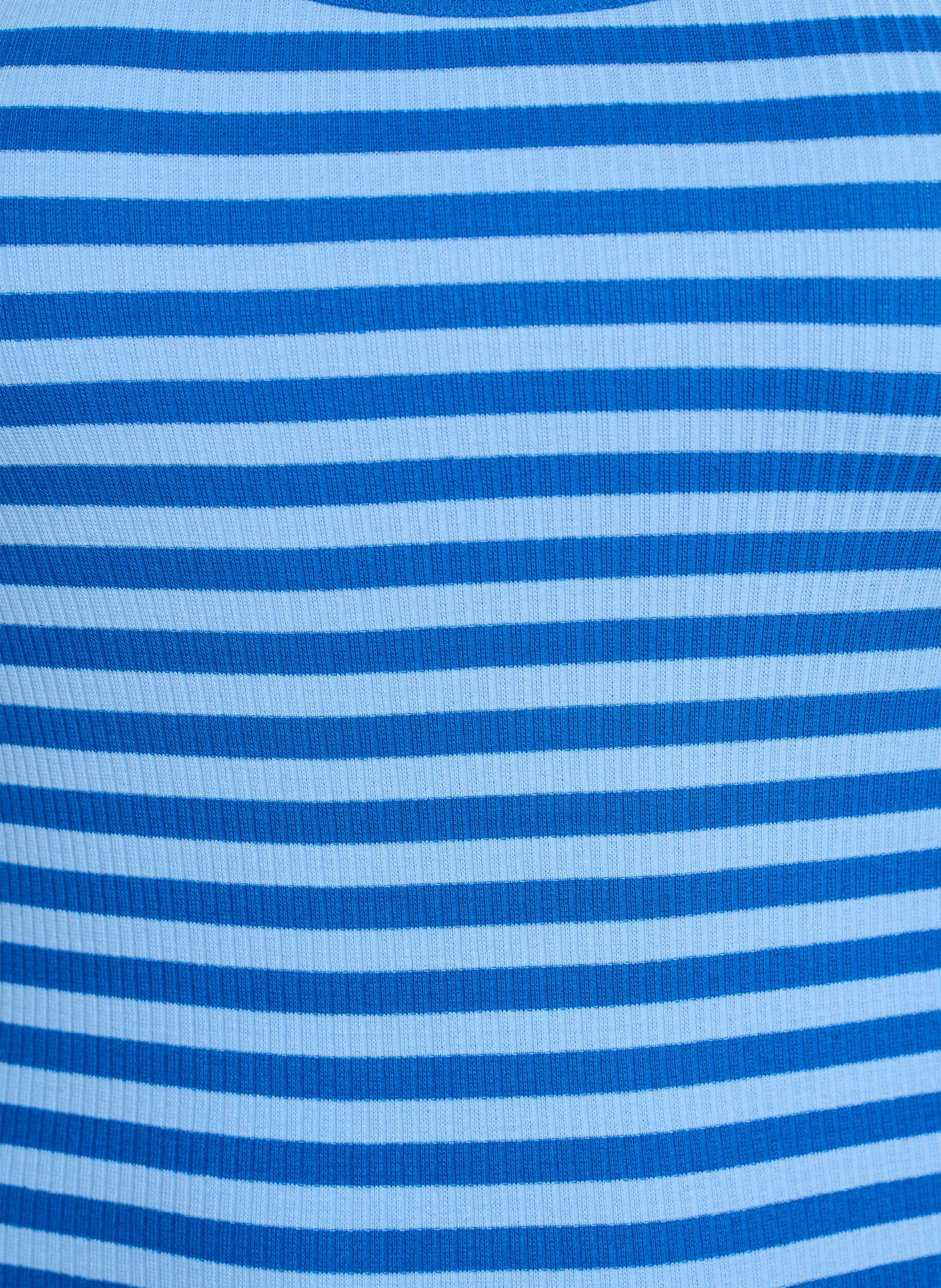 ZizziRandigt linne med ribbstruktur, Bl&aring;, Packshot image number 2