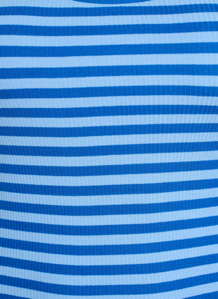 Randigt linne med ribbstruktur, Bl&aring;, Packshot image number 2