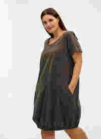 Kortärmad klänning i bomull, Khaki Green, Model