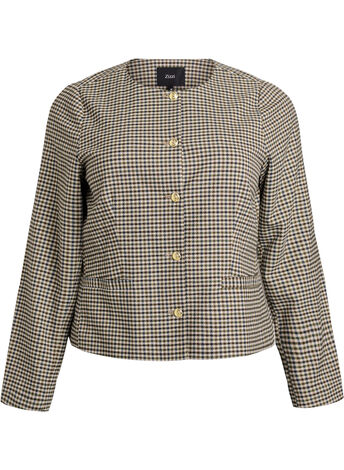 Kort jacka med guldfärgade knappar, Brun, Model