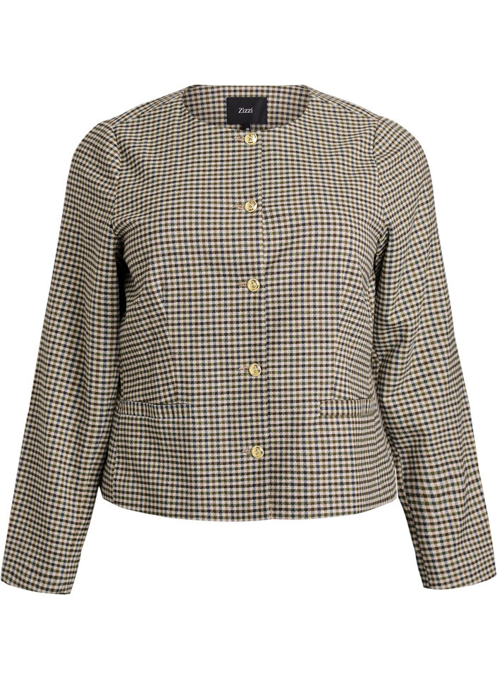 Kort jacka med guldfärgade knappar, Brun, Packshot image number 0