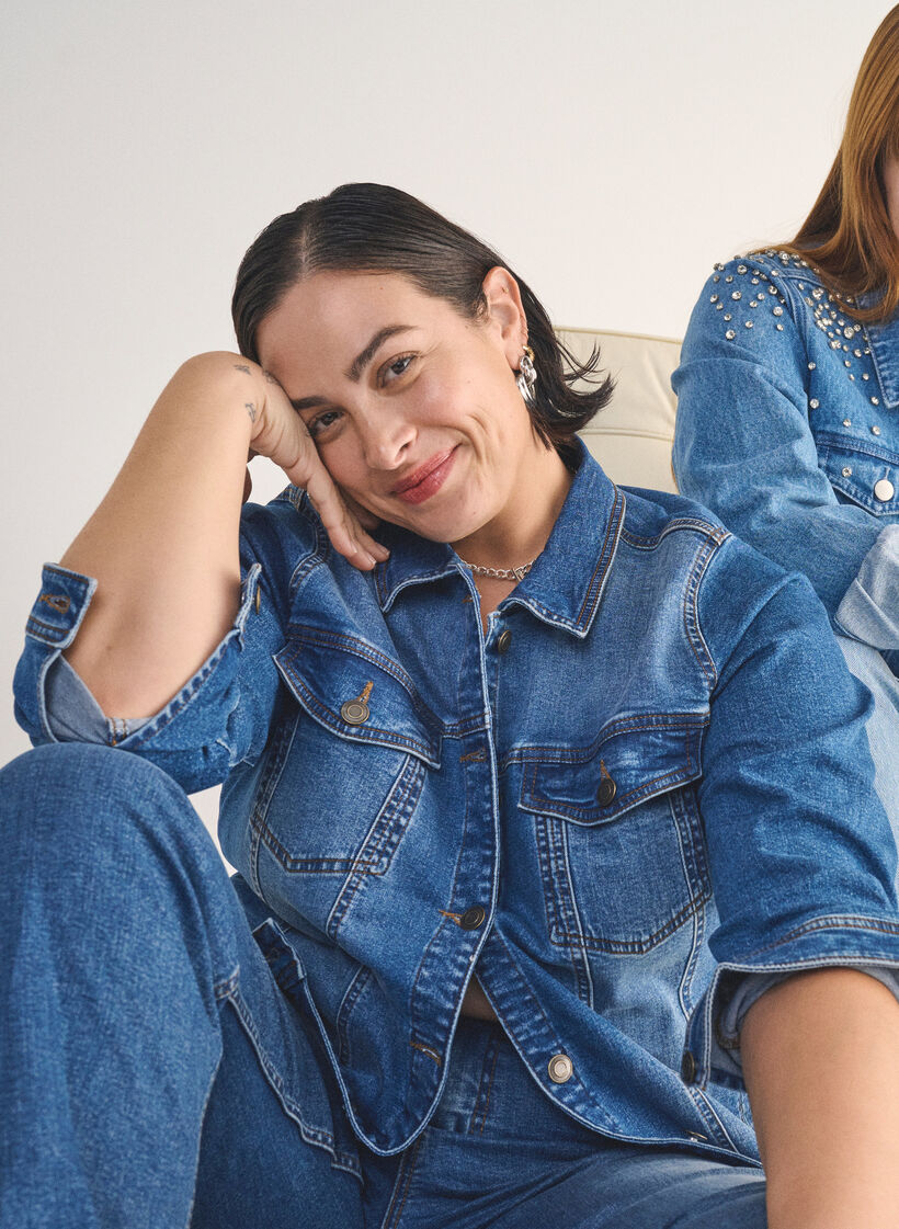 Jeansjacka i klassisk modell, Bl&aring;, Image image number 0