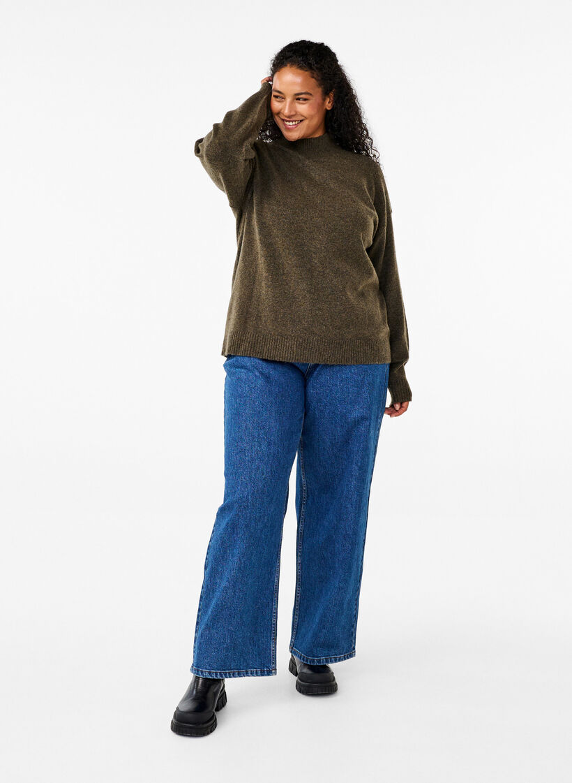 Stickad blus i ull med hög hals, Sea Turtle Mel., Model image number 2