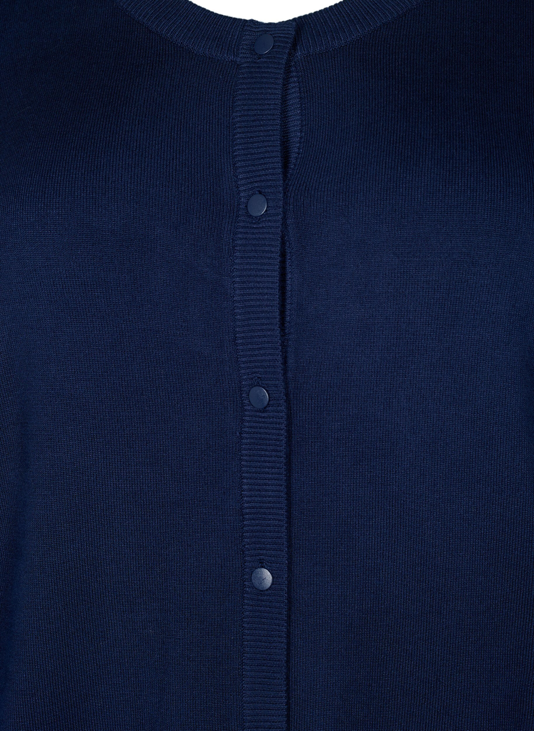 Zizzi Stickad viskoskofta med knappar, Navy Blazer, Packshot image number 2