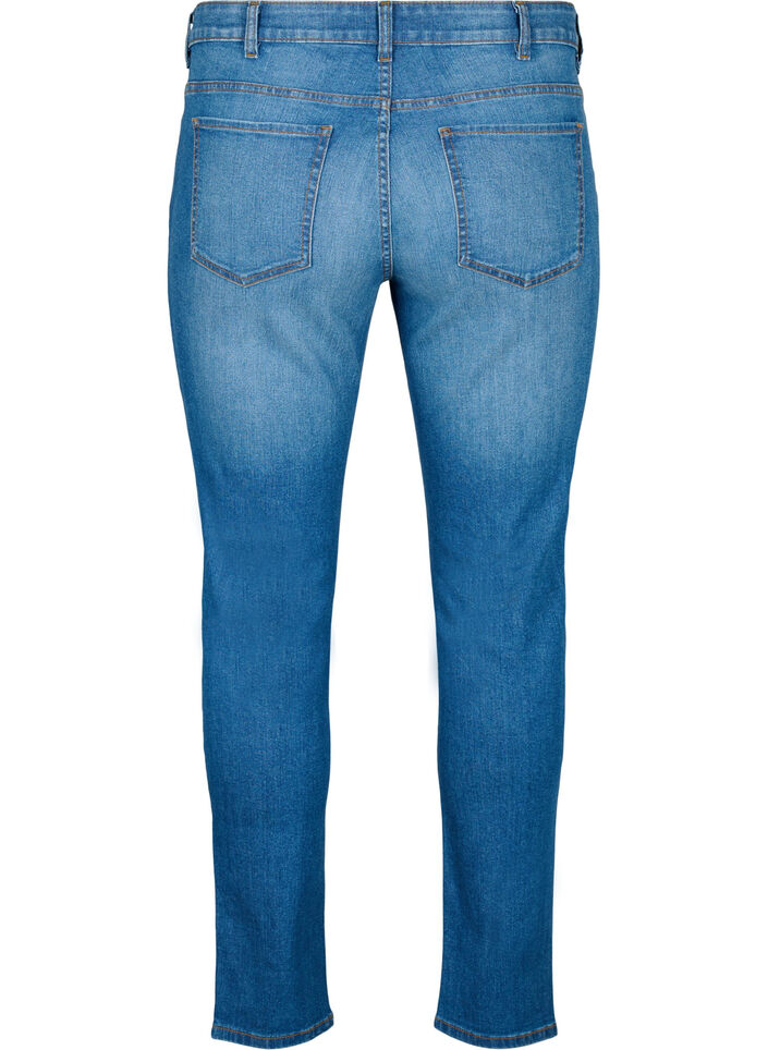 Emily jeans med normal midja och smal passform, Blue denim, Packshot image number 1