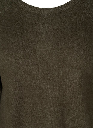 Långärmad stickad tröja med ribbade detaljer, Forest Night Mel., Packshot image number 2