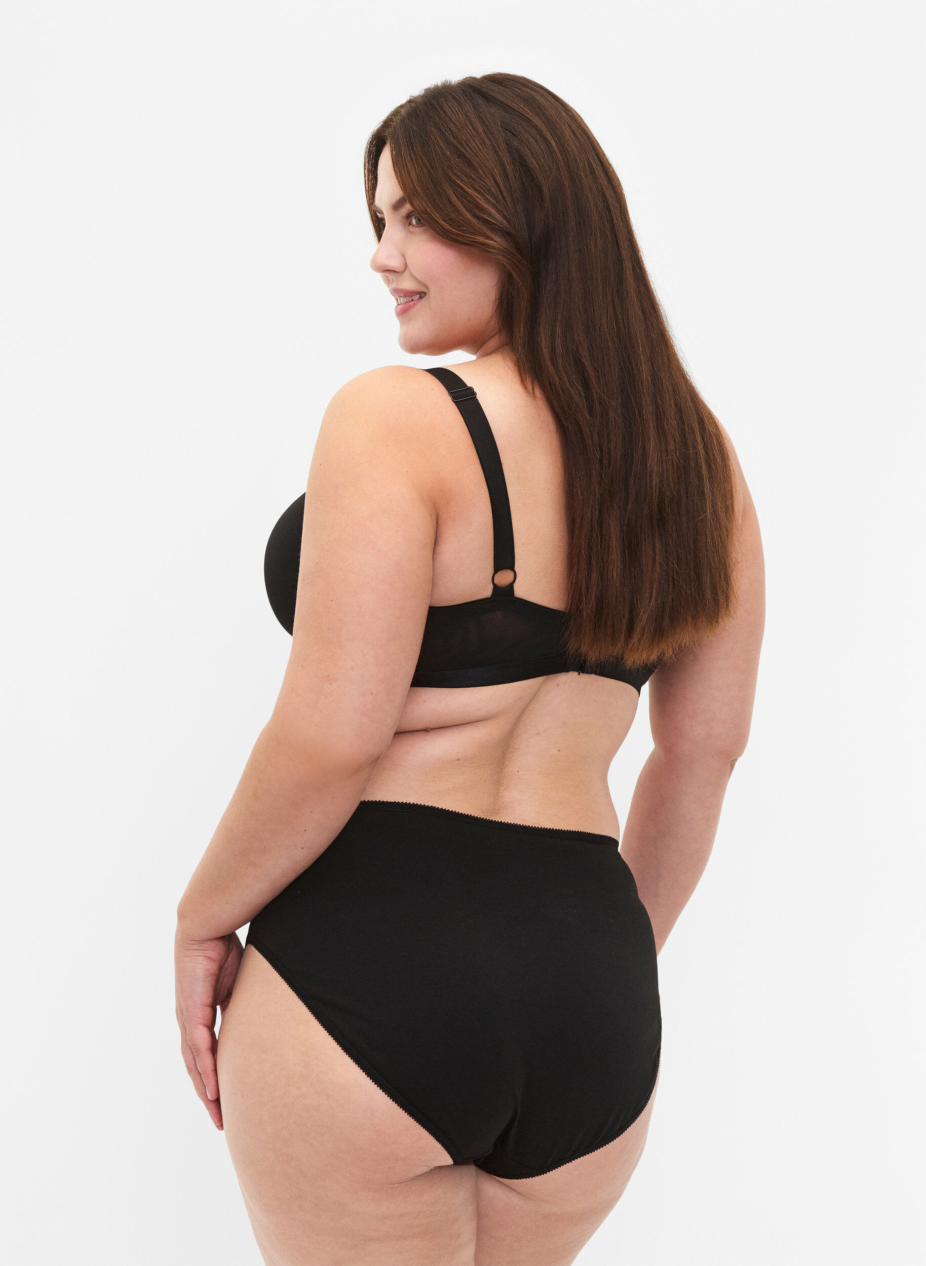 Zizzi5-pack bomullstrosor med normal midja, Svart, Model image number 1