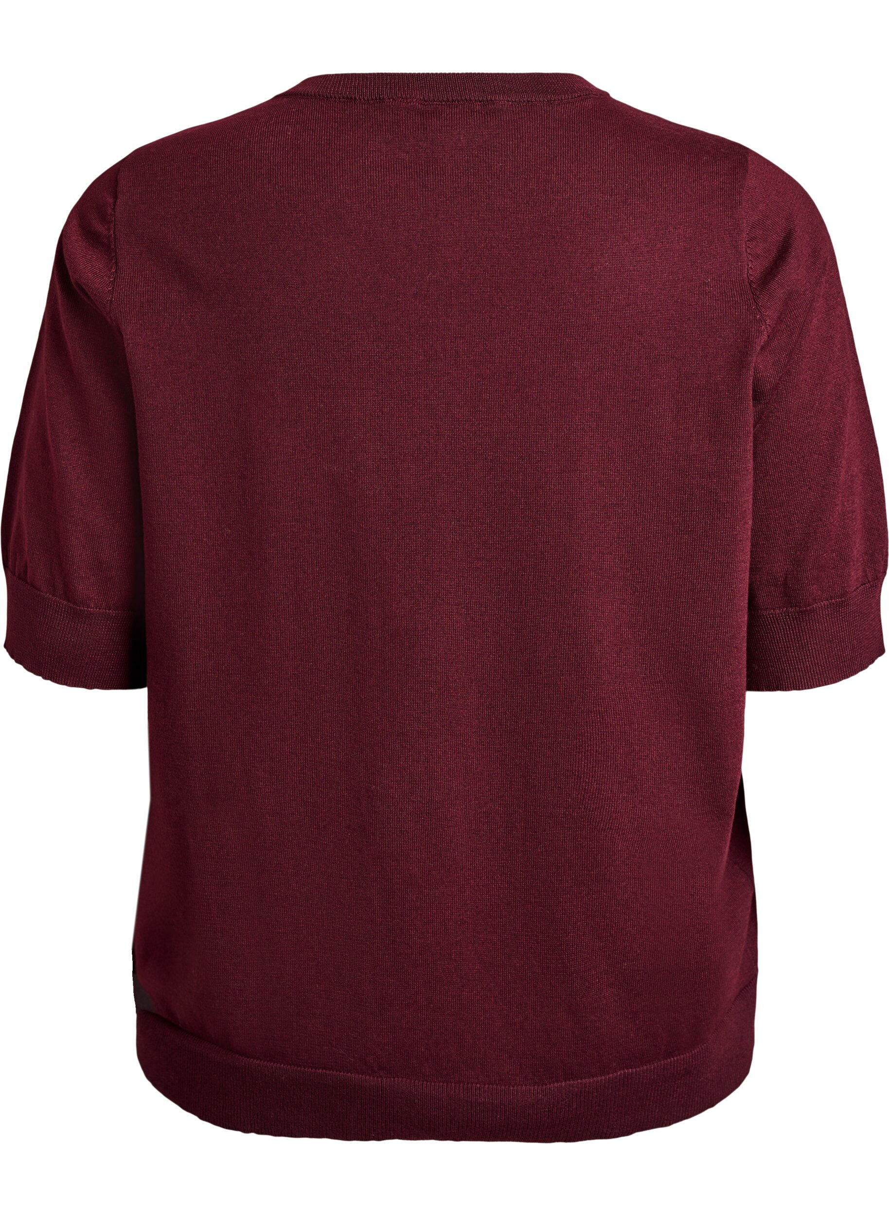 Zizzi Finstickad blus med korta &auml;rmar, R&ouml;d, Packshot image number 1