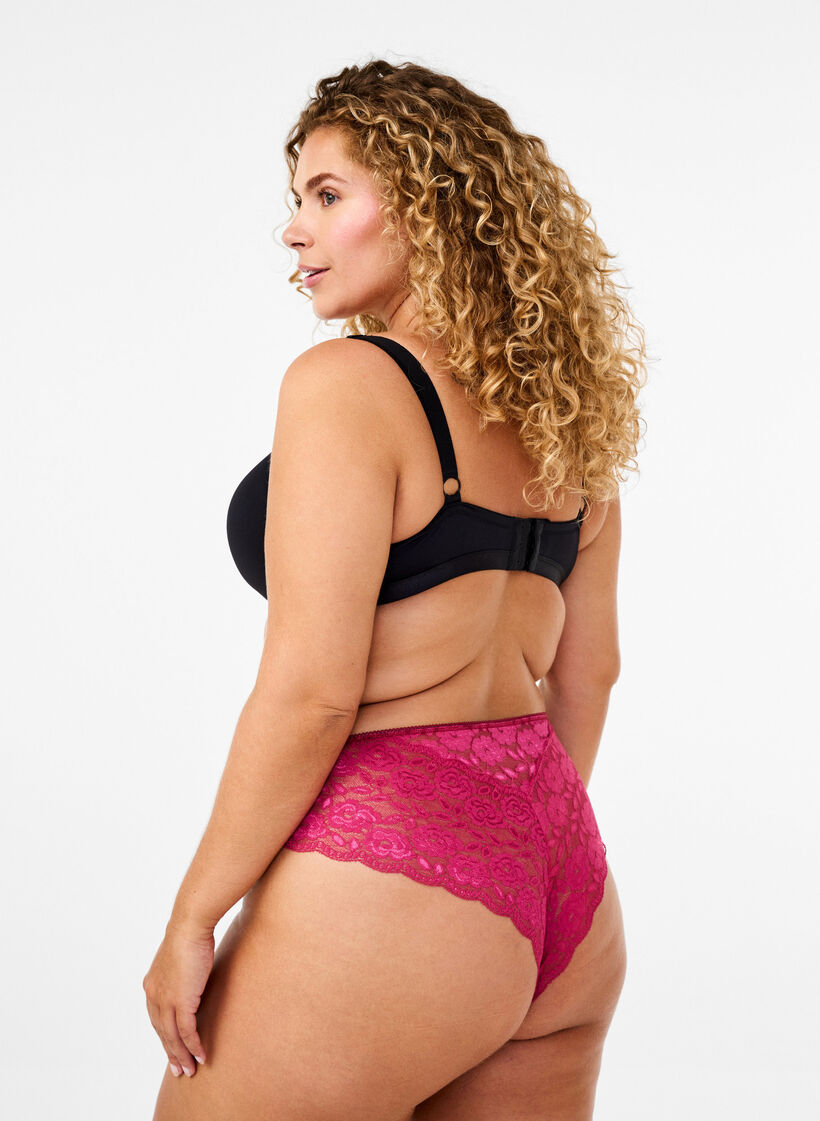 Brasilianska mikrofibertrosor med spets, Röd, Model image number 1