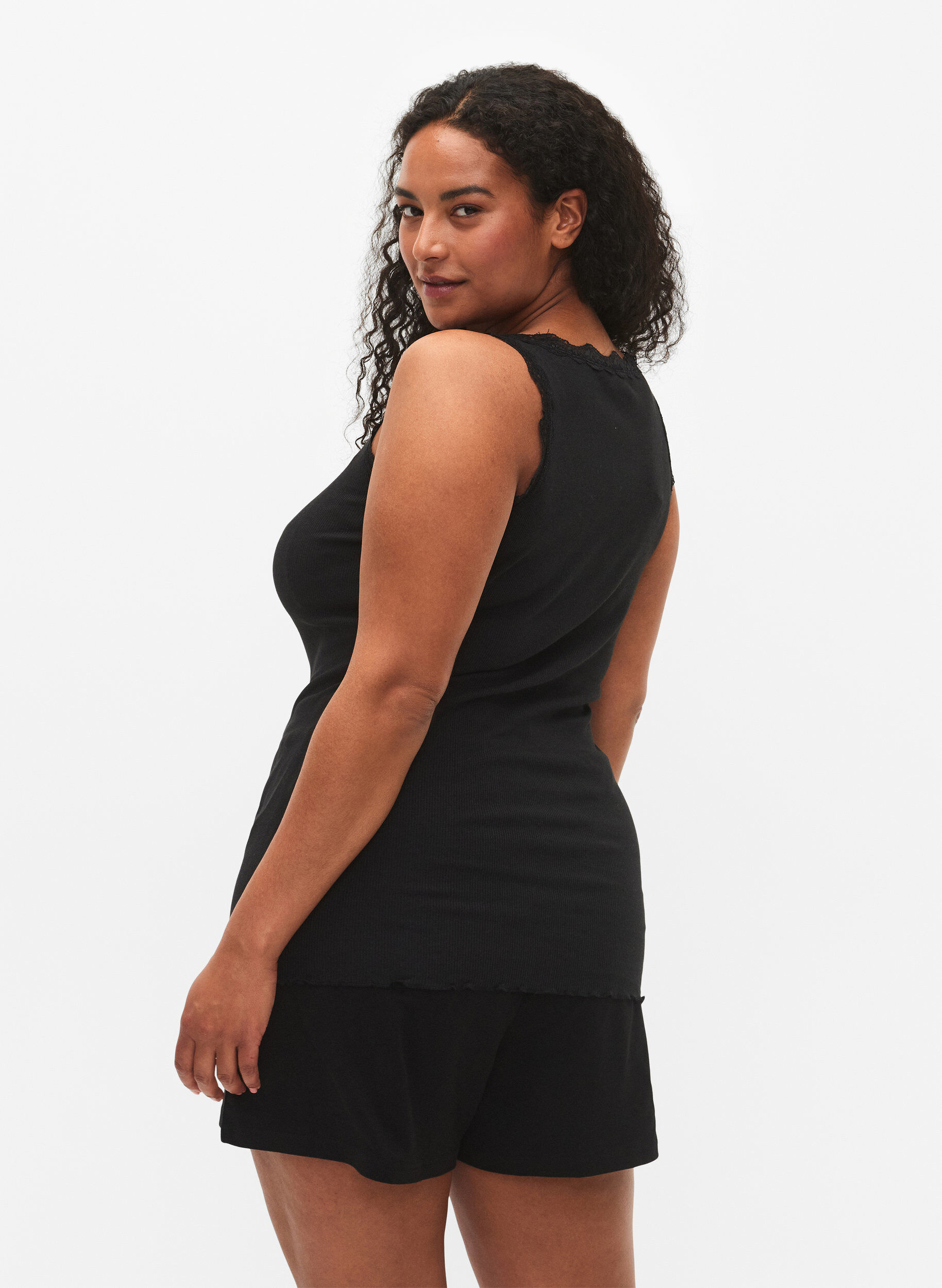 ZizziTopp med spetskant, Svart, Model image number 2