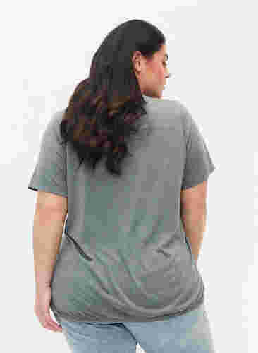 Melerad t-shirt med resårkant, Balsam Green Mél, Model image number 1