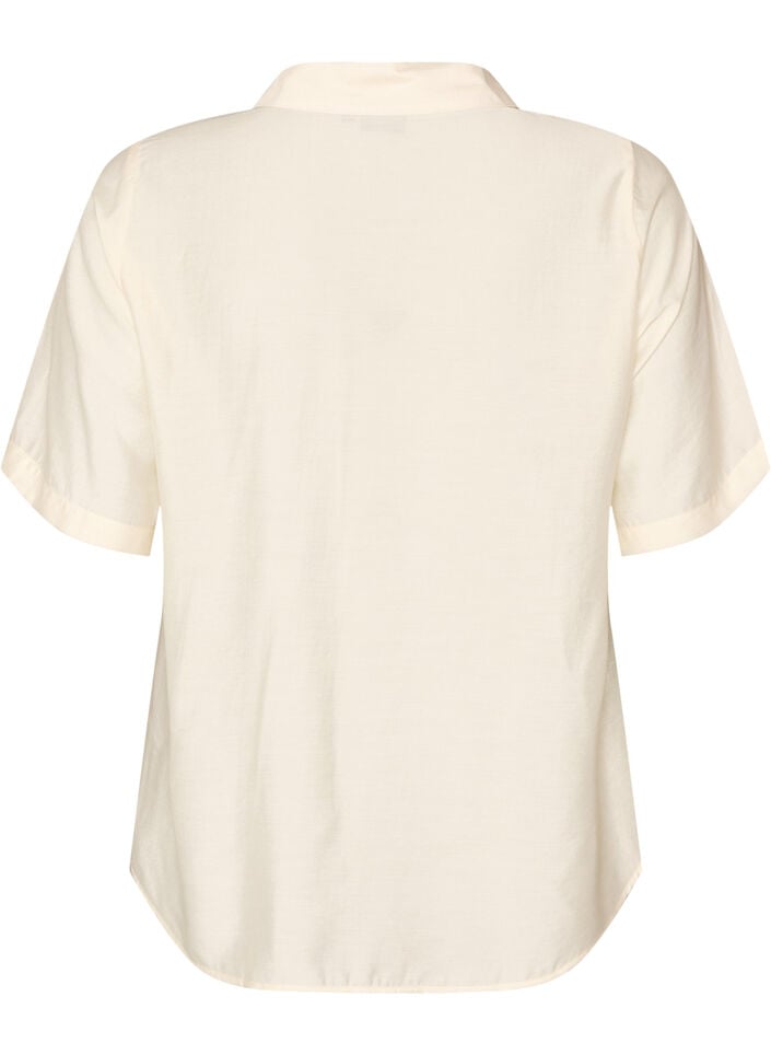 Skjortblus med armb&aring;gsl&aring;nga &auml;rmar och blommiga detaljer, Beige, Packshot image number 1