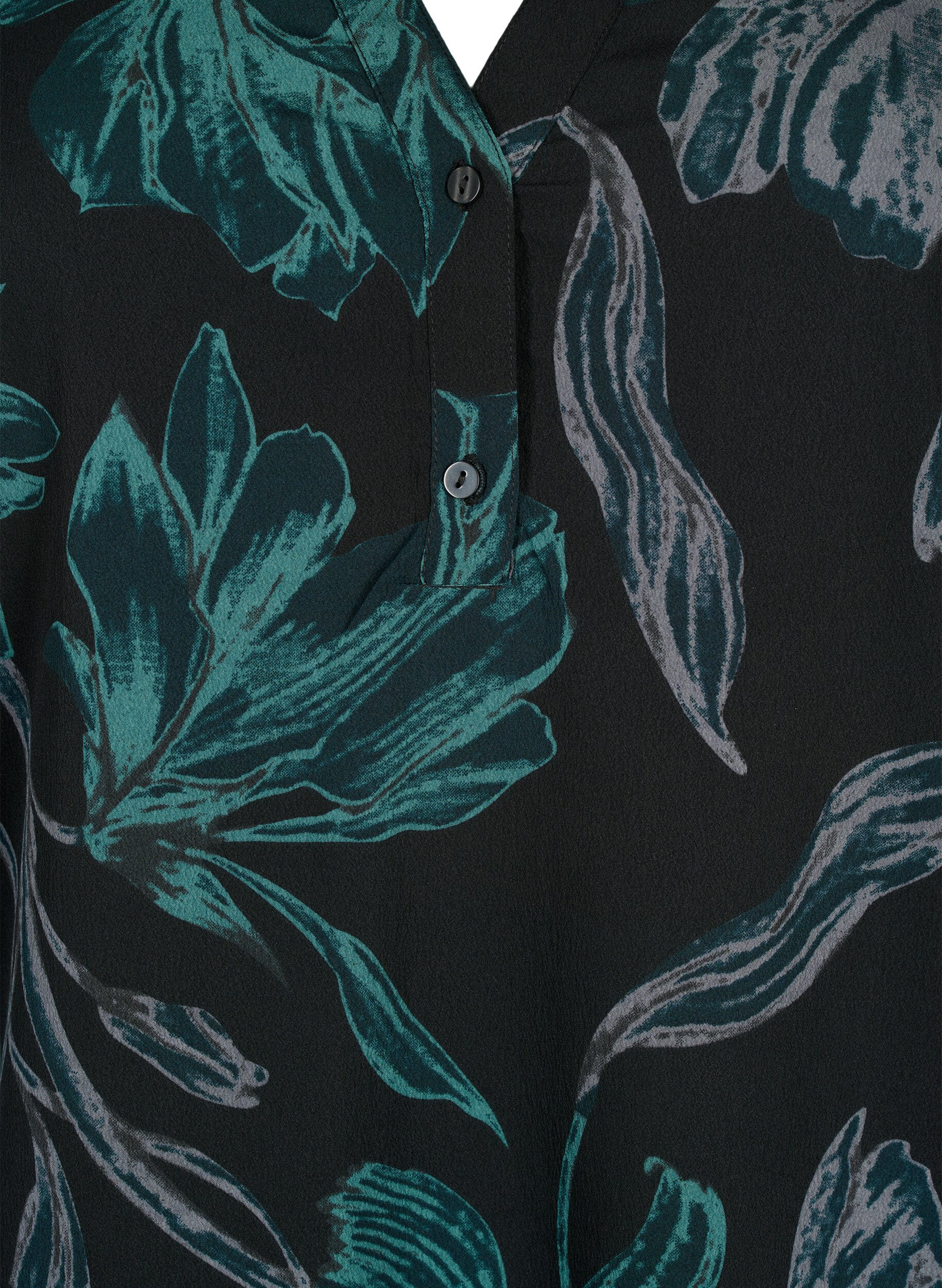 Zizzi FLASH - L&aring;ng&auml;rmad blus med tryck, Black Scarab Flower, Packshot image number 2