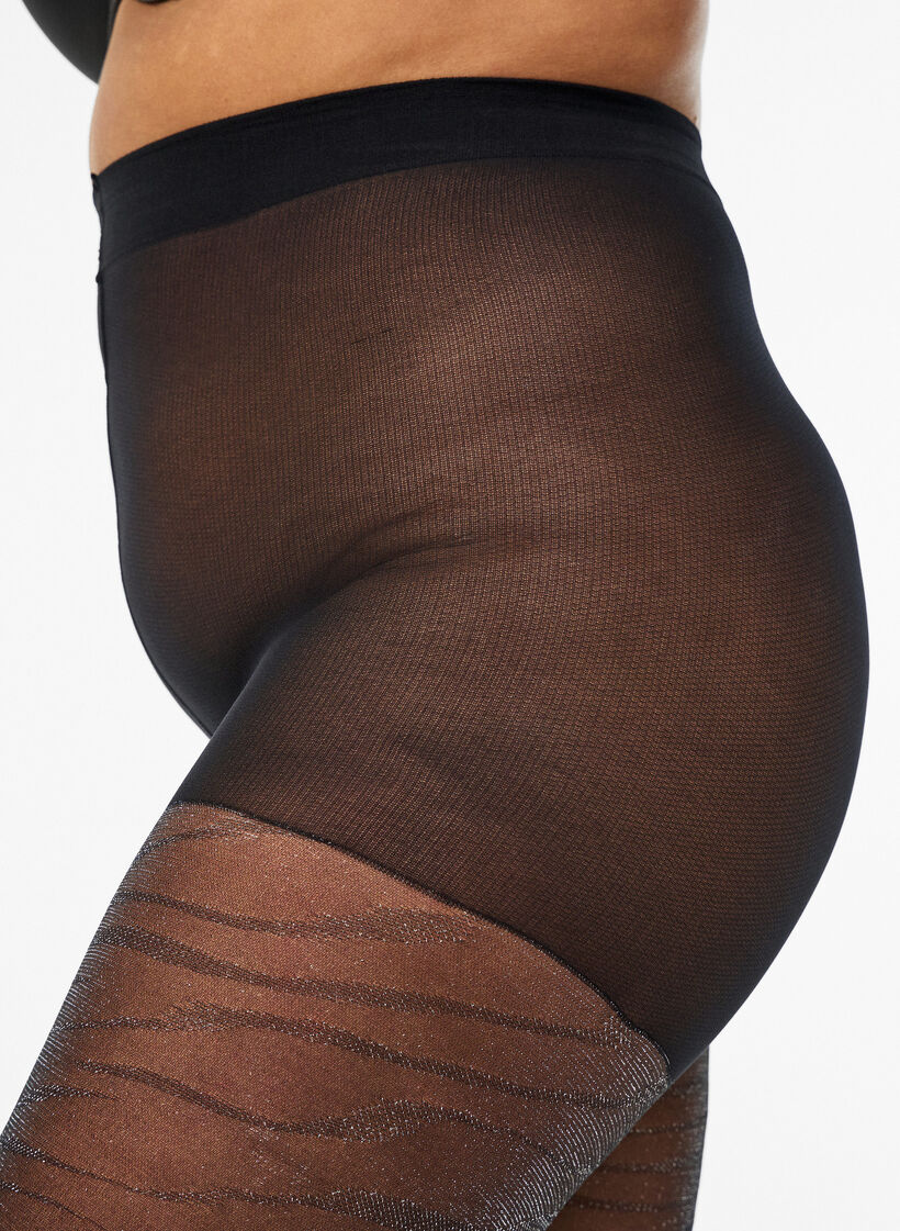 Strumpbyxor med glitterzebra och 30 denier, Svart, Model image number 2