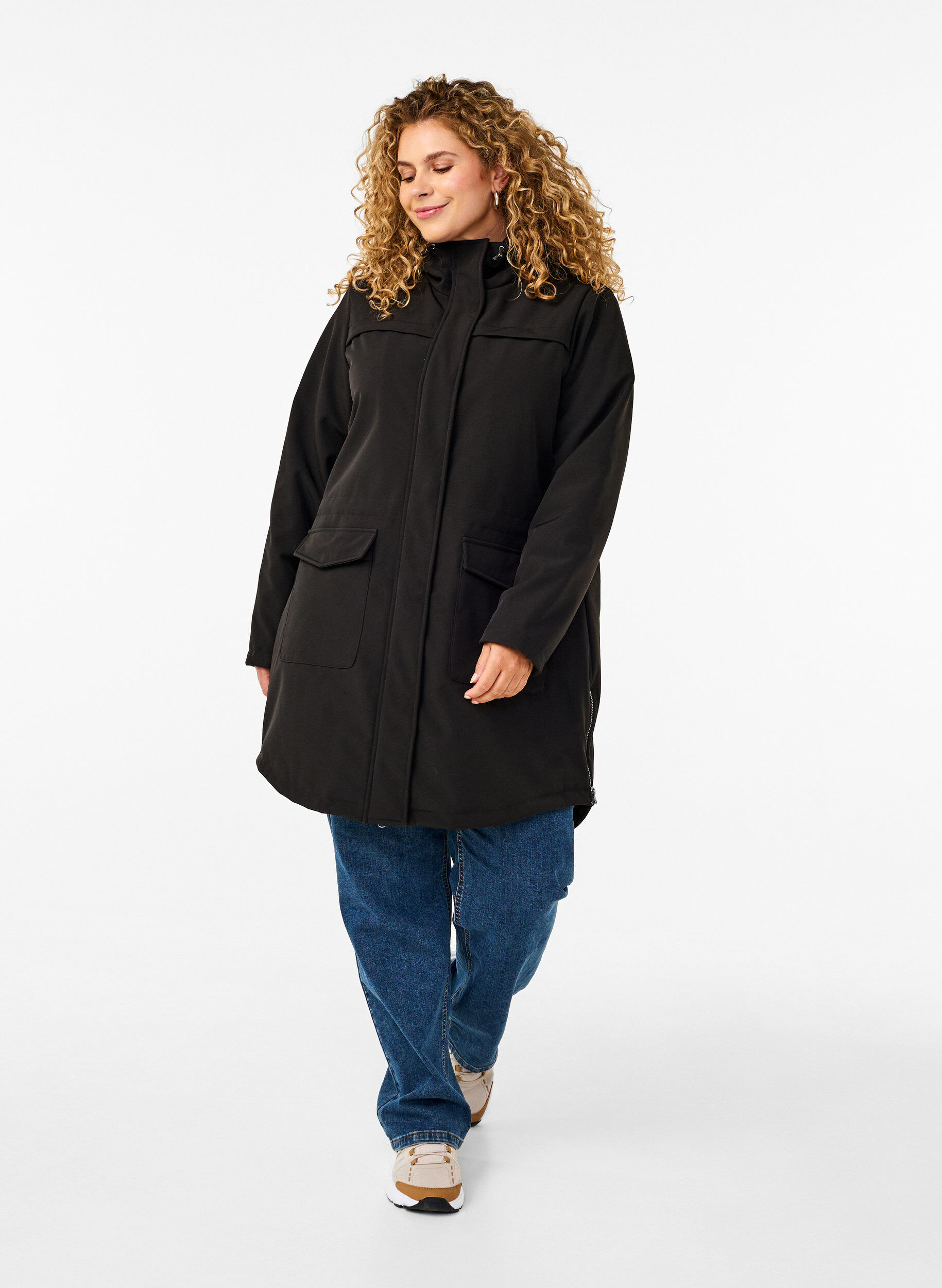 ZizziVattenavvisande softshelljacka med quiltat foder, Svart, Model image number 1