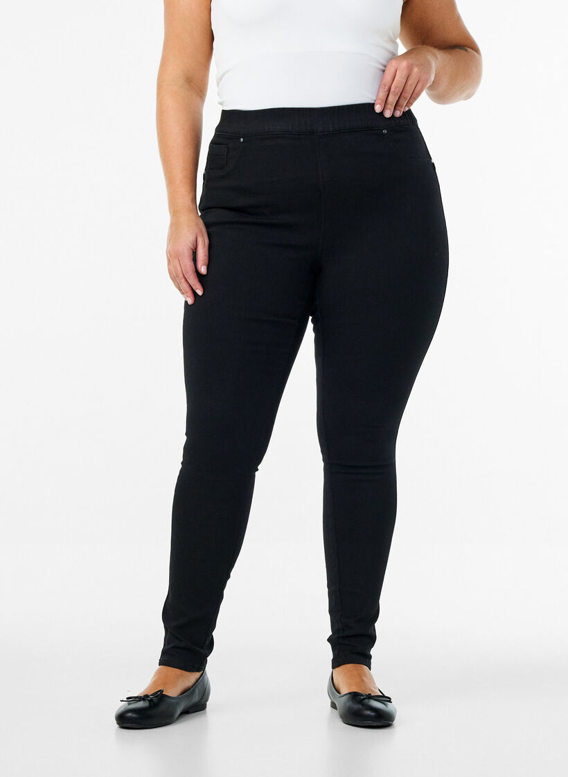 Jeggings med h&ouml;g midja, Svart, Model image number 2