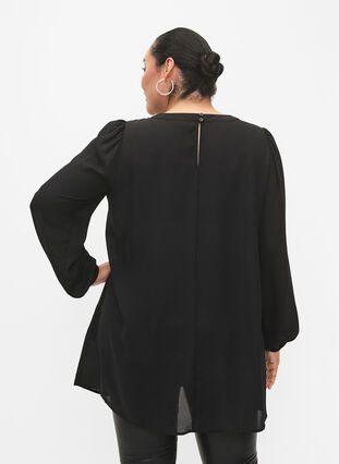 Långärmad tunika med strass, Black, Model image number 1