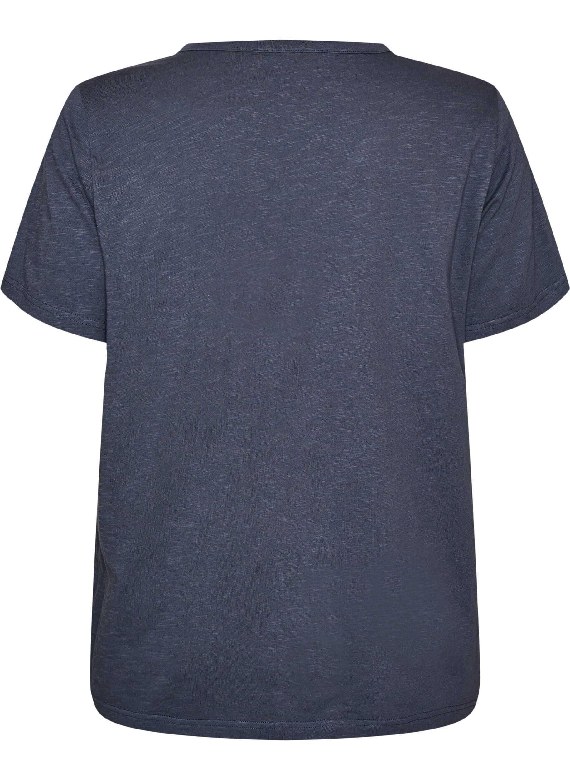 ZizziT-shirt med knappdetalj, Bl&aring;, Packshot image number 1