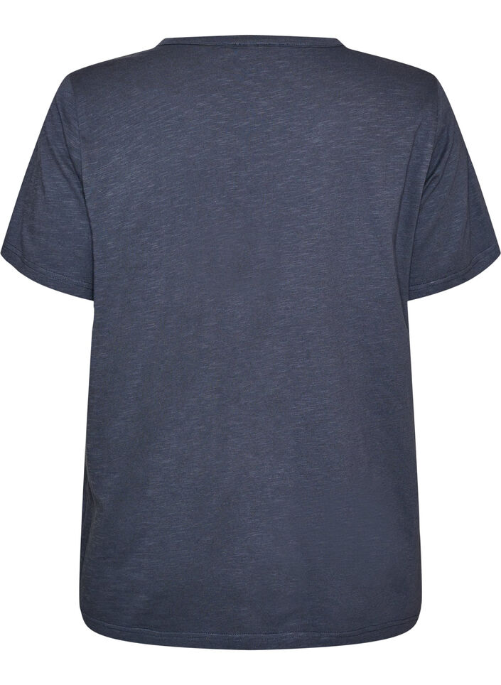 T-shirt med knappdetalj, Bl&aring;, Packshot image number 1