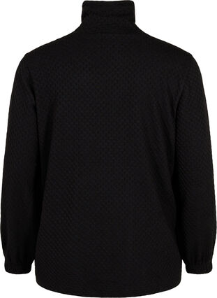 Sweatshirt med hög hals och justerbart snöre, Black, Packshot image number 1
