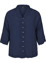 VIskosskjorta med 3/4 ärmar, Navy Blazer