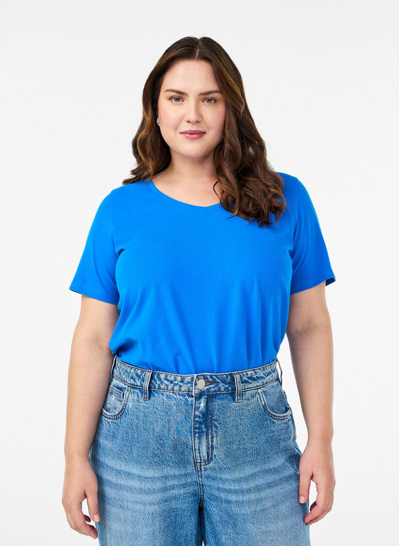 Enf&auml;rgad bas-t-shirt i bomull, Bl&aring;, Model image number 0