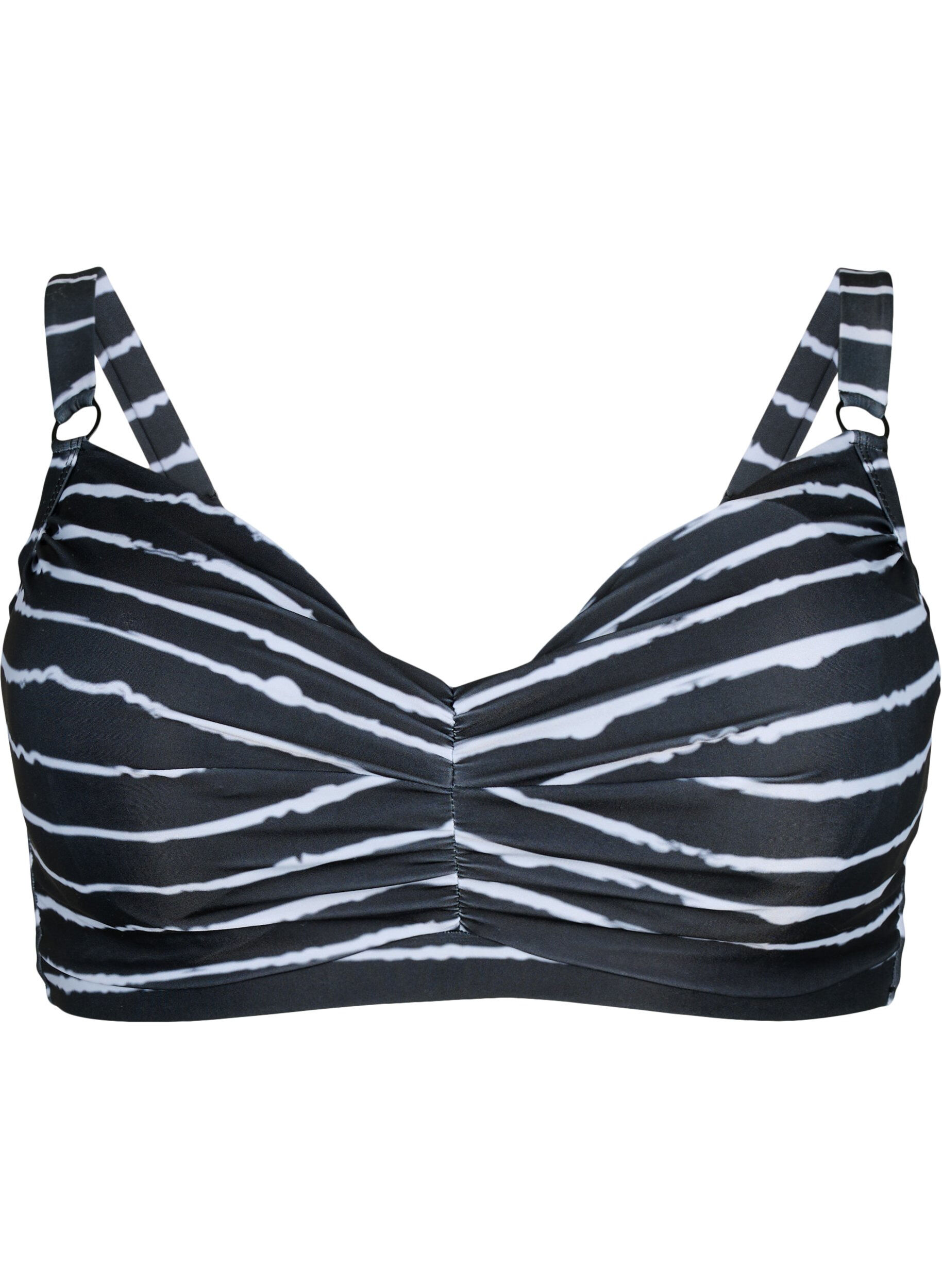 Zizzi Bikinibeh&aring; med tryck och bygel, Black White Stripe, Packshot image number 0