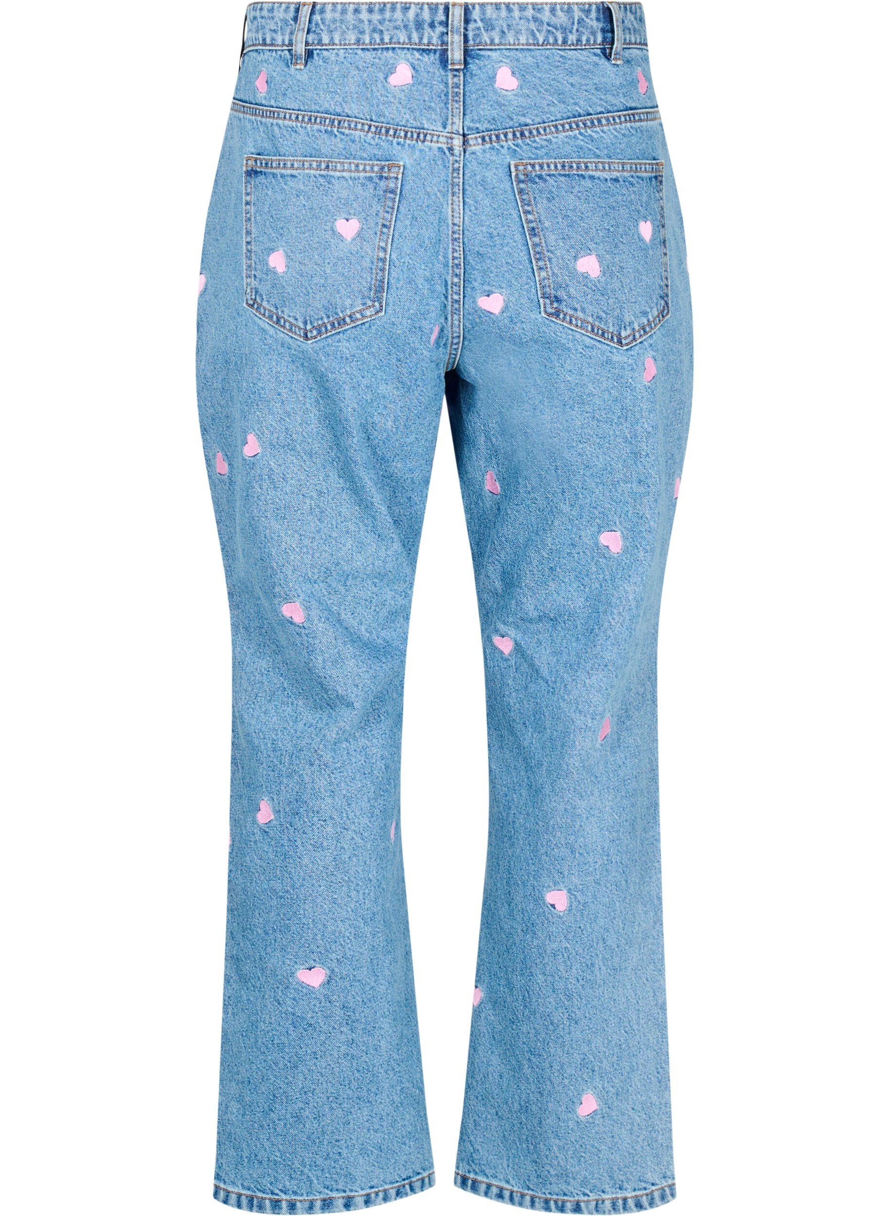 Zizzi Gemma jeans med hj&auml;rtan och h&ouml;g midja, Bl&aring;, Packshot image number 1