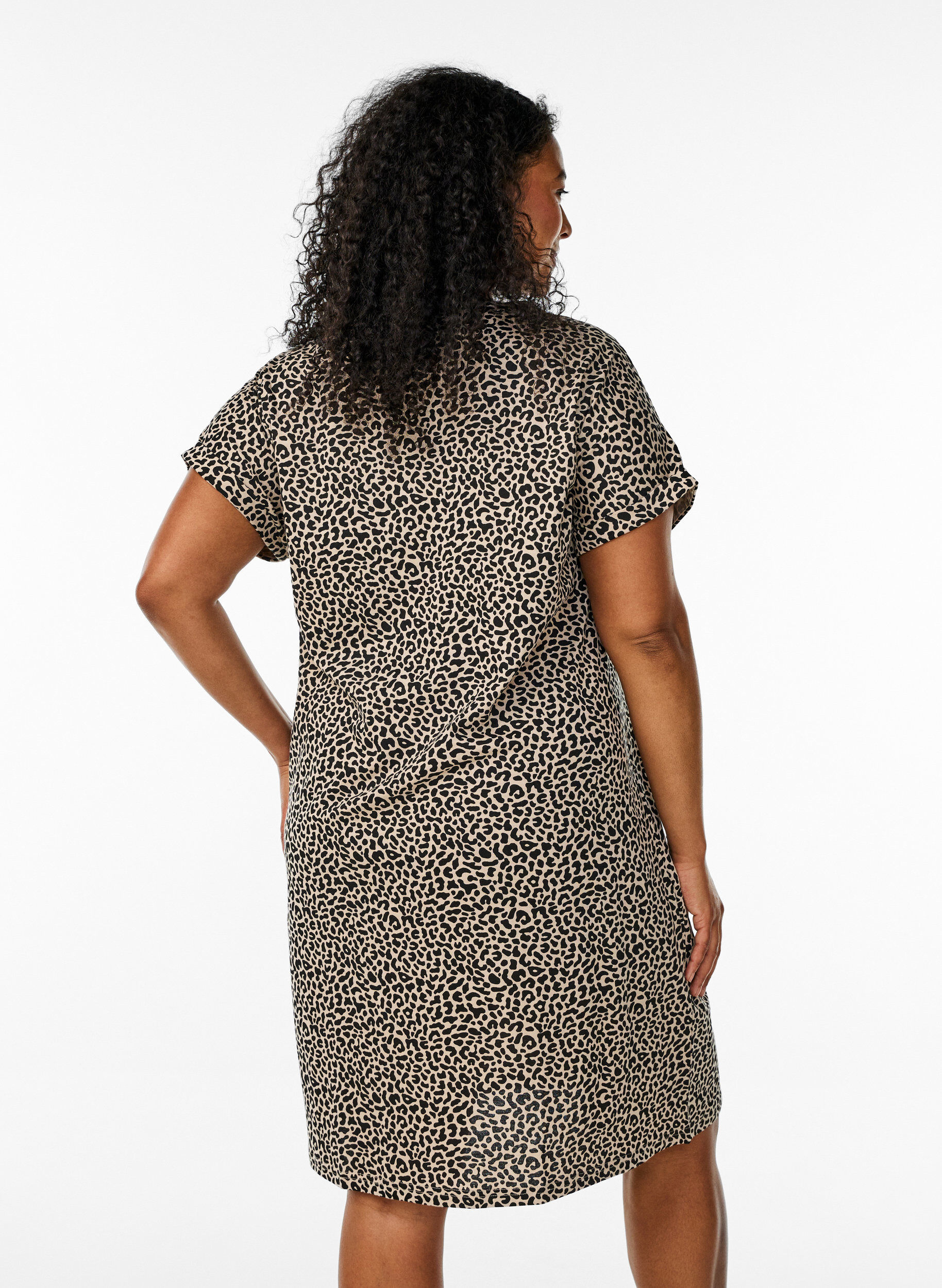 Zizzi2-pack t-shirtkl&auml;nningar med korta &auml;rmar, Brun, Model image number 2